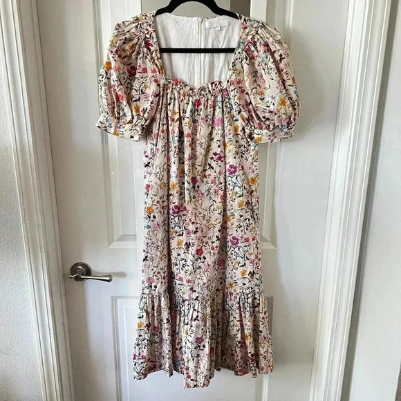 164 Rosie Cotswolds Dress Size Small Color Cream Green Red - Picture 2 of 5